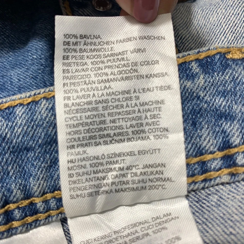 H&M Divided Denim Mini Skirt Womens Size 0 Blue Button Front High Waisted A-Line